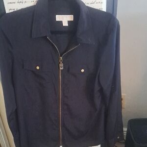 Michael Kors Dark Blue Blouse with Gold Details